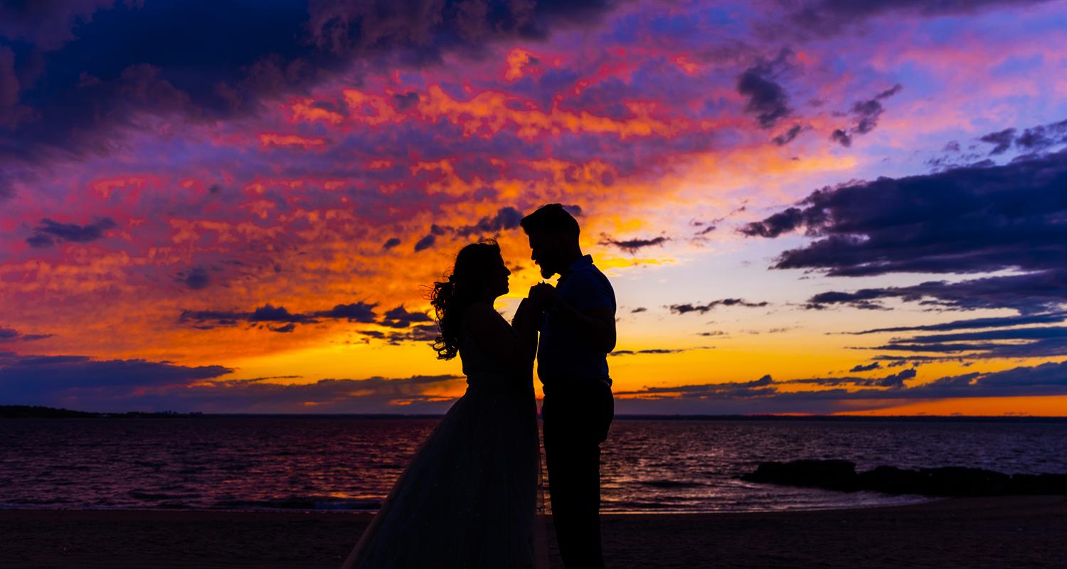 Sunset couple silhouette