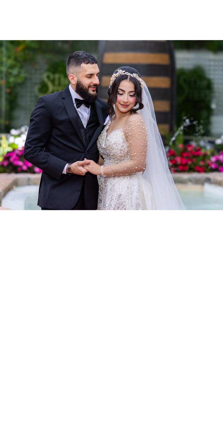 Couple with magenta flowers